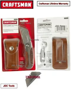 CRAFTSMAN UTILITY KNIFE WALNUT HANDLE LEATHER SHEATH w 3 BLADES - Picture 1 of 6