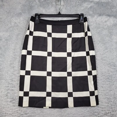 Halogen Skirt Womens 4 Petite Black White Check Straight Lined Career 27x21 - Image 1 of 4