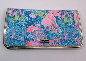 Lilly Pulitzer Bi-fold Makeup Accessories Travel Bag Pink & Blue Preppy - Picture 1 of 5