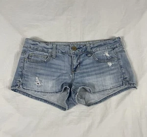 Américan Eagle Women Blue Distressed Cut Off Denim Shorts Size 4 - Picture 1 of 9