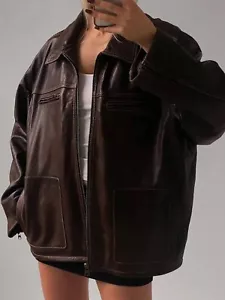 Chaqueta de cuero de gran tamaño para mujer Chaqueta de cuero de moda vintage años 60 hecha a mano - Imagen 1 de 6