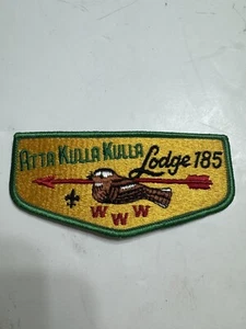Boyscout OA Vigil Flap Lodge 185 Atta Kulla Kulla Greem Border - Picture 1 of 12