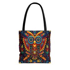 Tote Bag Aqua Teal Blue Green Yellow Owl Mexican Gift Bag Reusable Beach Grocery