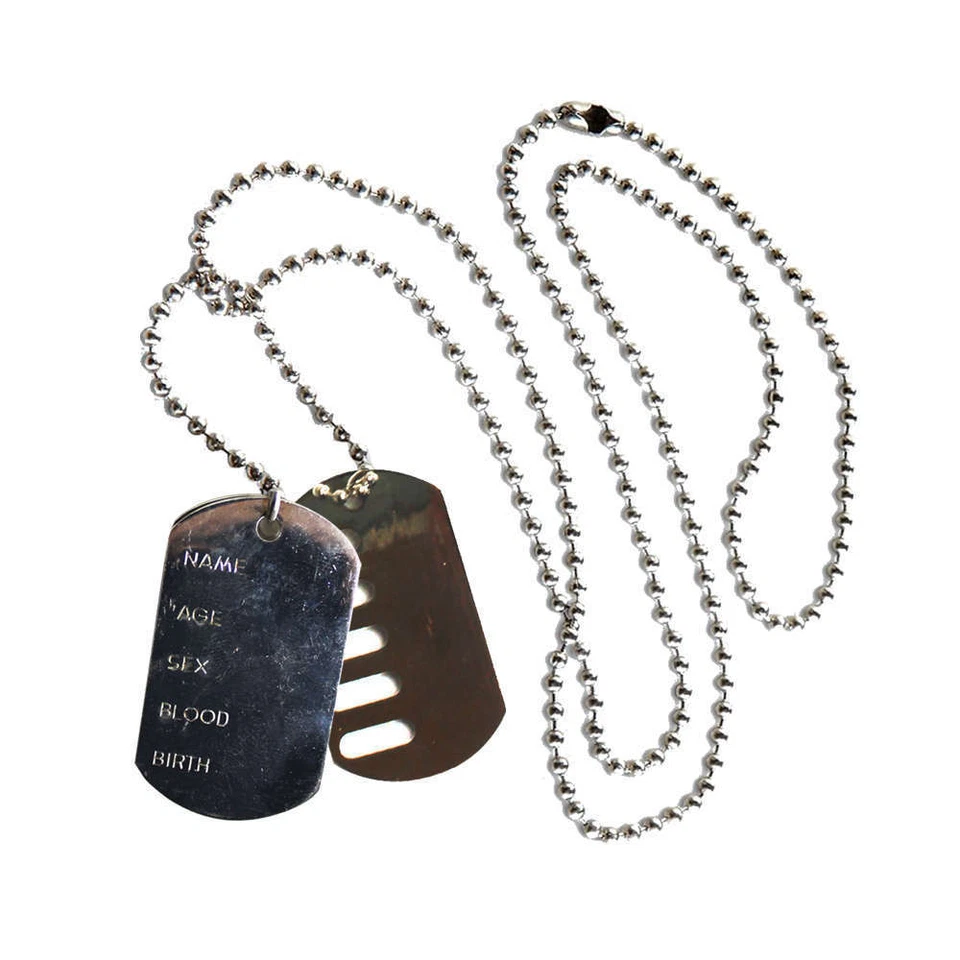 Etiquetas de perro Hombres Damas Ejército Soldado Collar de metal Elegante Vestido Disfraz Accesorio Foto 1 de 1