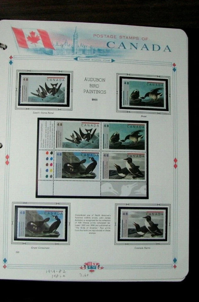 Canada Stamp Scott#  1979-82,1982a Audubon Bird Paintings  2003 MNH L306 - Image 1 of 1