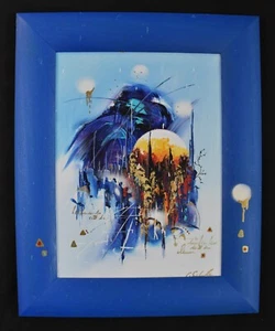 Claus Schenk, pintor alemán, pinturas al óleo originales, Skyline Mystery 2, 20,5"x17" - Imagen 1 de 10