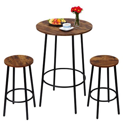 3 PCS Pub Dining Set Bar Table & Stools for 2 Kitchen Counter Height Small Space - Image 1 of 4