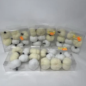 40 Small Plush Soft Fall Craft Filler Decorative White & Cream Pumpkins Decor - Picture 1 of 4