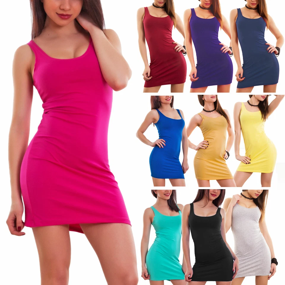 Mini abito vestito donna aderente canotta lunga tubino basic TOOCOOL JL-1246 - Immagine 1 di 1