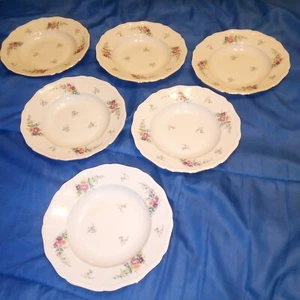 6 Havilland Bavaria Germany Pink Roses 8.5" Soup Bowls NICE! Gold Trim Scalloped - Picture 1 of 10