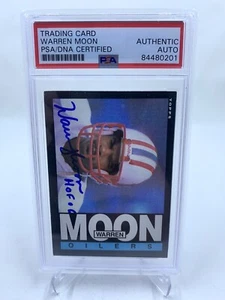 Warren Moon Signed 1985 Topps RC IP Auto PSA/DNA Houston Oilers - Picture 1 of 2