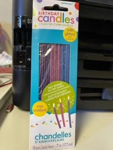 Amscan 18ct. Glitter Candles 7" Multicolor Cake Decoration Party Supply - Picture 1 of 3