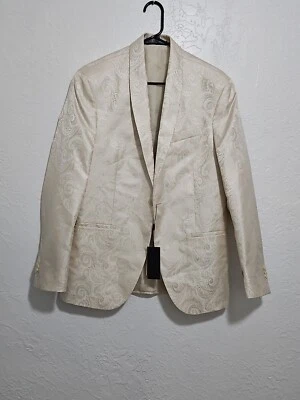 Kenneth Cole реакции мужской размер 38R кремовый пейсли блейзер вечерняя куртка спортивное пальто - Изображение 1 из 4