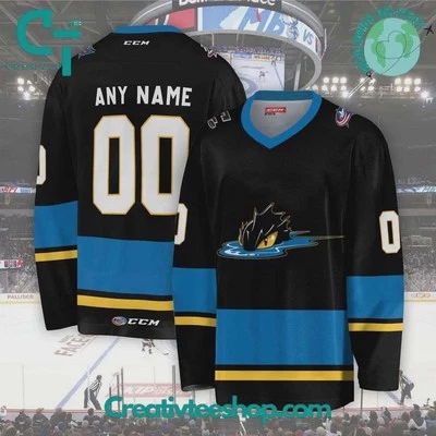Personalized Cleveland Monsters Hockey Shirt Black Color Printed Hockey Apparel