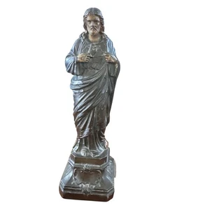 Vintage Metall Herz Jesu Statue Figur Religiös Antik Stil - Bild 1 von 18