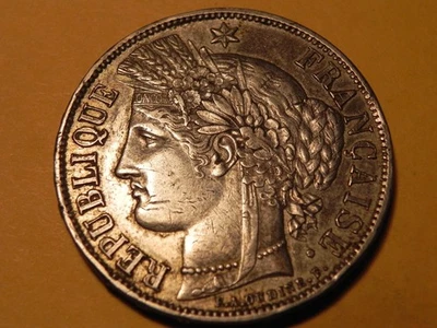 Francia Plata 1850 A 5 Francos París Casa de la Moneda XF-aUNC Bonito Tono 37mm KM# 761.1 Foto 1 de 4