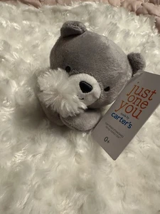 Carters White Swirly Security Blanket Gray Bear Plush Lovey Silky - Picture 1 of 4