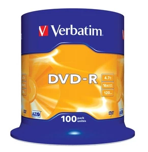 Verbatim DVD-R 4,7 GB, 100 Stück, Cake Packaging - Photo 1/4