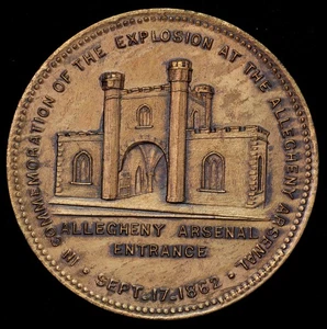 1909 Pittsburgh, Pennsylvania Allegheny Arsenal Explosion Bürgerkriegsmedaille 33 mm - Bild 1 von 2