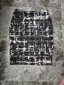 Gonna donna Apt 9 donna nera bianca grigia stampa astratta gonna midi taglia XL - Foto 1 di 3
