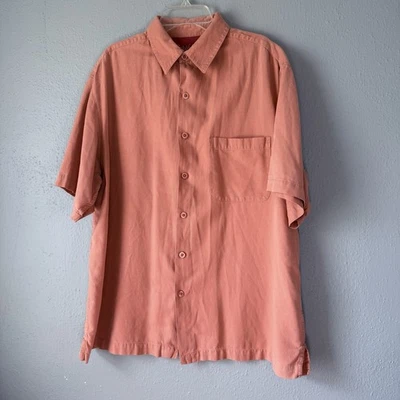 Camisa informal con botones naranja manga corta L 55 % seda caribeña para hombre Foto 1 de 4
