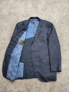 Blazer Chaqueta Abrigo Deportivo Botany 500 Para Hombre 44 Largo Azul Lana Tweed Cuadros HECHO EN EE. UU. - Imagen 1 de 6