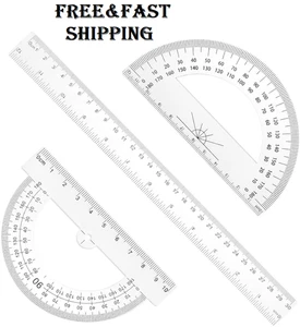 Juego de Geometría, 3 Paquetes Regla de Plástico y Juego de Transportador de Plástico Transportador Classr - Imagen 1 de 7