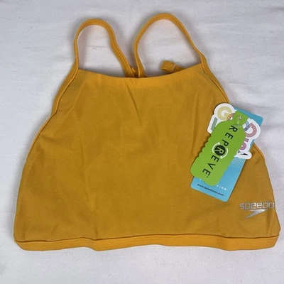 Speedo Solid Double Lace Back Bikini Top Women’s Size S NWT Yellow Surf Stripe - Image 1 of 4