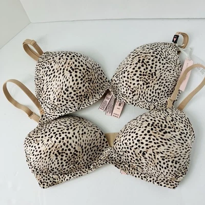 Lot Of 2 Victorias Secret Womens Nursing Leopard Print No-Wire Bra 34DD NWT - Image 1 of 4