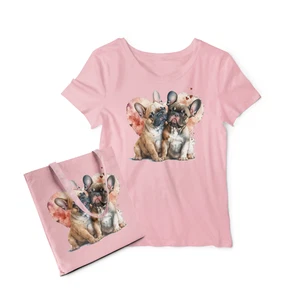 CUTE French Bulldog Adult T-Shirt and Canvas Bag Set - Stylish and Comfortable - Picture 1 of 5