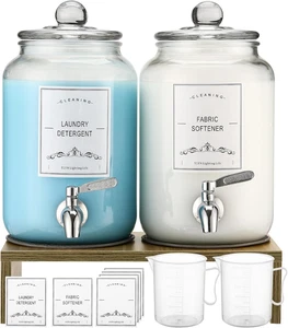 2er Pack Glas Waschmittel Spender mit Ständer, 106Oz Auslaufsicher Glas Stoff - Bild 1 von 12