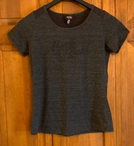 Women's Harley-Davidson Short Sleeve Dark Gray Blouse Tag Size M - Picture 1 of 4