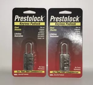 Prestolock Stahl Bügel Schlüssellos Zahlen Vorhängeschlösser Farbe Chrom (2 Schlösser) NEU - Bild 1 von 4