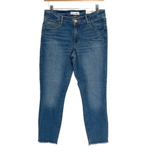 Ann Taylor LOFT Womens Frayed Hem Curvy Cropped Skinny Jeans Blue Size 6/28 NWT - Picture 1 of 9