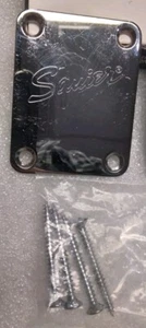 Squier Neck Plate Logo Telecaster Stratocaster Jazz & P Bass Chrome - Picture 1 of 1