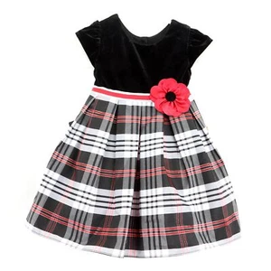 Jona Michelle Girls' Special Occasion Sleeveless Dress, size 4T, Blk /Wht /Red - Picture 1 of 3