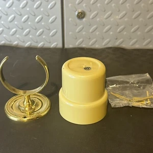 Golden Brass Wall Mounted Bathroom Toothbrush Holder With Plastic Cup 2ba613 VTG - Picture 1 of 5