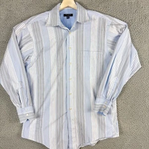 Ted Baker Shirt Men 15.5 32/33 Blue White Stripe Preppy Office Business Casual - Picture 1 of 13