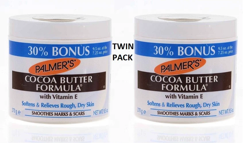 2 X Palmers Cocoa Butter Formula With Vitamin E Large Jar 270 g 30% BONUS FREE