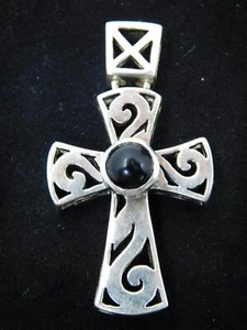 Vintage 925 Sterlingsilber Kreuz mit Stein Anhänger - Bild 1 von 2