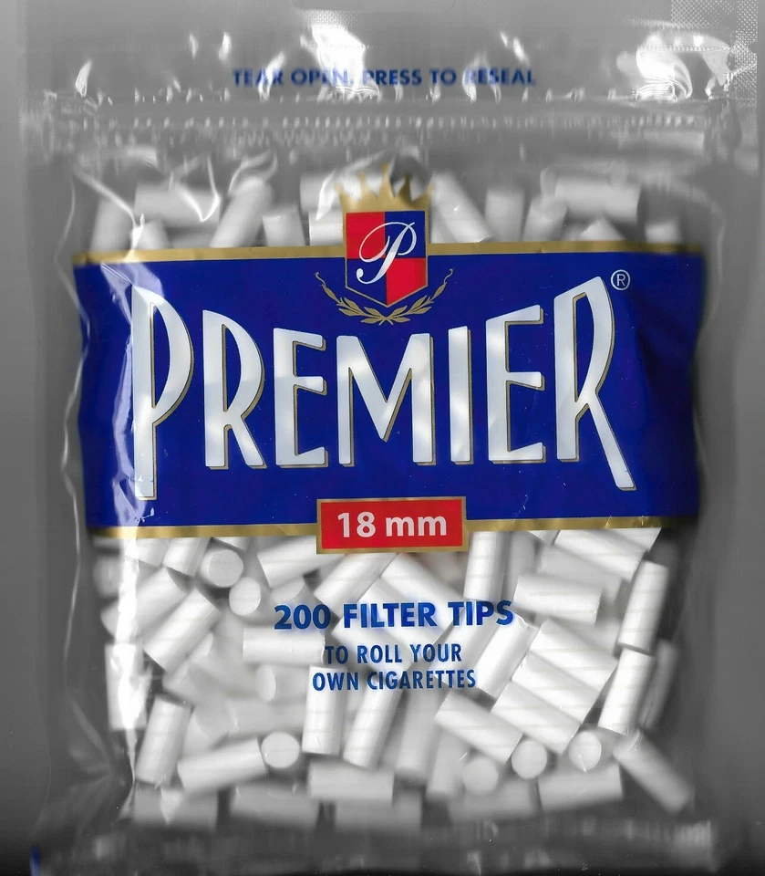 PREMIER CIGARETTE FILTER TIPS BAG OF 200 FILTERS 18MM MADE IN THE USA - Image 1 of 1
