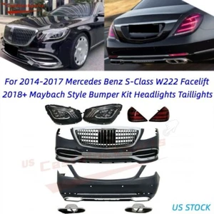 For 13-17 Mercedes-Benz W222 S Class S550 Facelift 18+ Maybach Bumper Kit+Lights - Picture 1 of 10