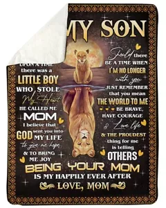 Customized To My Son Love You Mom Lion| Cozy Premium Fleece Sherpa Woven Blanket - Picture 1 of 3