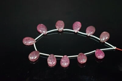  A++ Natural Rosa Rubí Suave Forma de Pera Piedras Preciosas 5.5" Cuentas para Hacer Joyas Foto 1 de 4