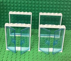 Lego 4 assemblies white frame 1x6x6 With trans-light blue 1x3x6 (Double) doors