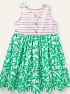Mini Boden Tie Shoulder Hotchpotch Dress Tropical Green Mermaid 9/10 NEW!