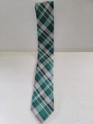 Calvin Klein Men's Schoolboy Plaid Neck Tie Blue/Silver/Green  Silk MSRP $69.50 - Image 1 of 4