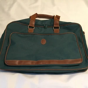 POLO Ralph Lauren Suitcase Green Soft Shell Canvas Leather VINTAGE - Picture 1 of 11
