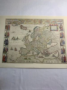 Vintage Hammond Map Print of Europe by Guilielmo Blaeuw 17th Century - Picture 1 of 12