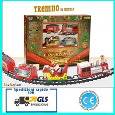TRENINO TRENO LOCOMOTIVA NATALIZIO CON SLITTA DI BABBO NATALE PER ALBERO BIMBI